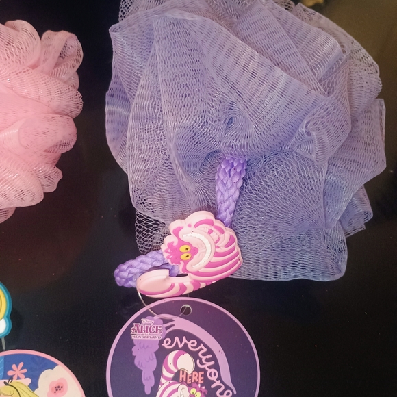 Disney Pink and Purple Bath Pouf Set Alice In Wonderland - Picture 2 of 4